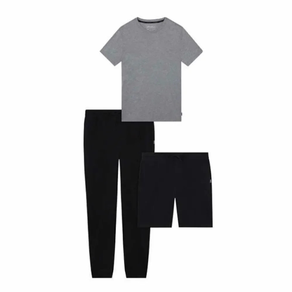Eddie Bauer Men’s 3-piece Lounge Set Gray Tee Blue Jogger Blue Short Size Large